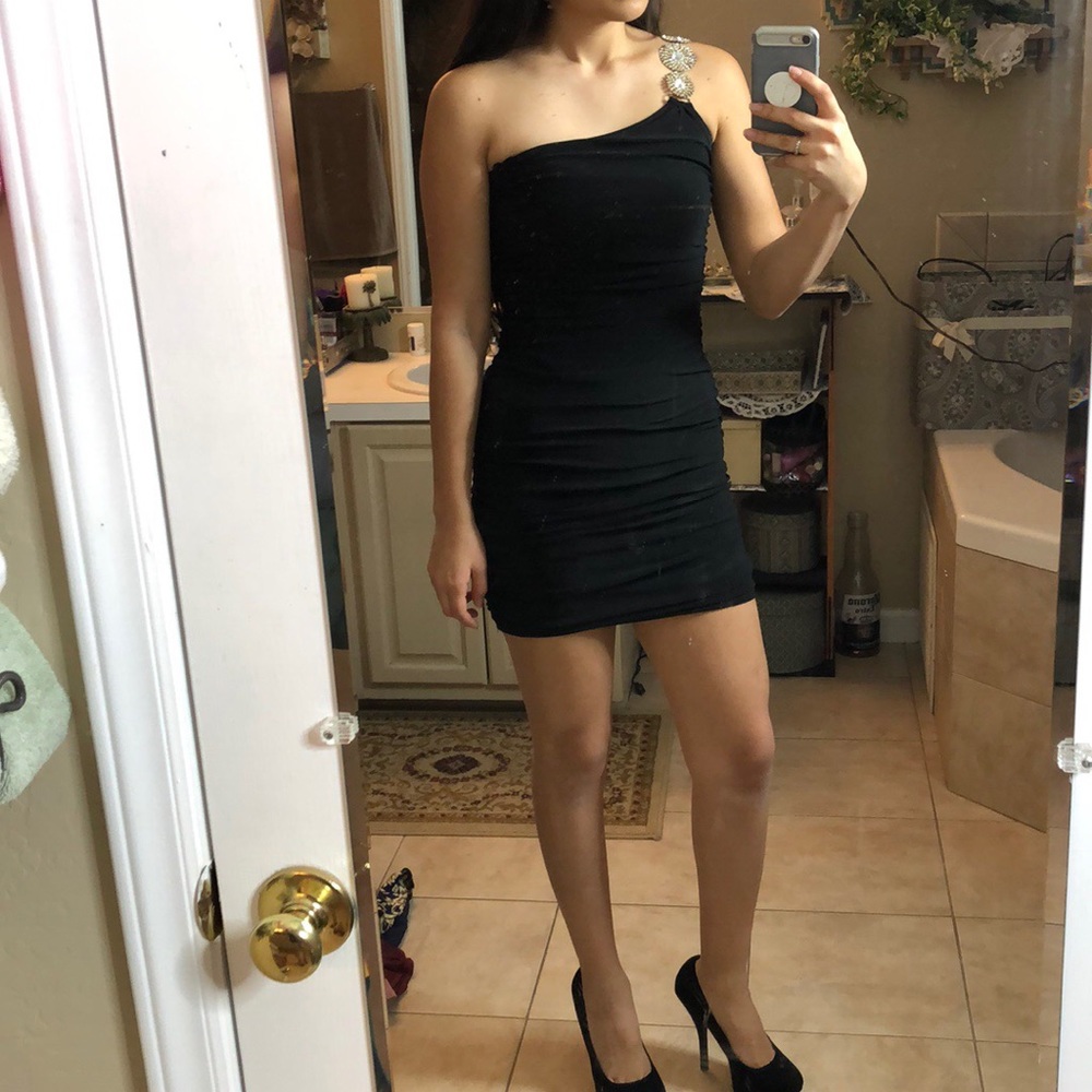 Black one shoulder dress